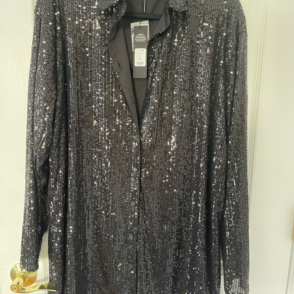 Fashion Nova Sequin Black Long Sleeve dress